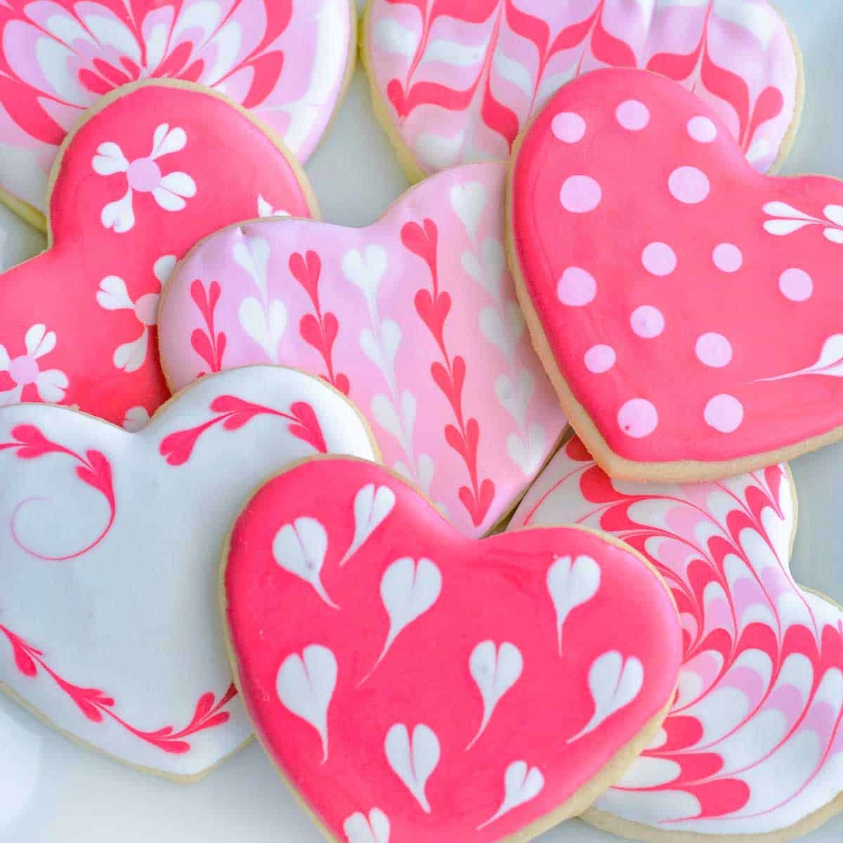 Heart Shaped Cookies with Royal Icing SQUARE