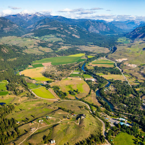 Birds eye view of Sunny M Ranch and Winthrop Benj Drummond
                    